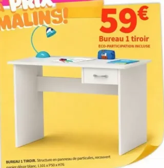 Bureau 1 tiroir Conforama