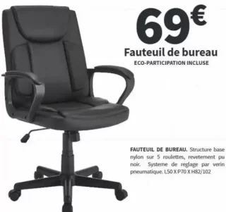 Fauteuil de bureau L50 X P70 X H82/102