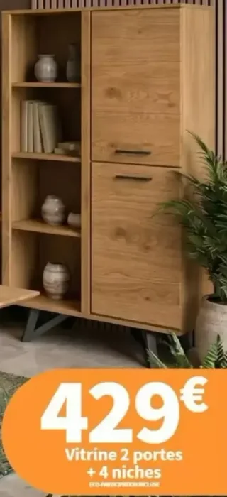 Vitrine 2 portes + 4 niches Esprit naturel