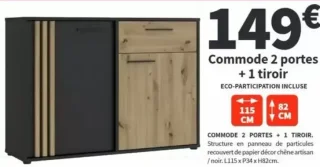 Commode 2 portes + 1 tiroir
