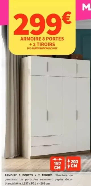 Armoire 8 portes + 2 tiroirs Conforama