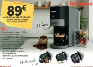 Machine à café expresso Techwood TCA-026N