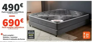 Pack complet Matelas + sommier Mousse à mémoire de forme Conforama