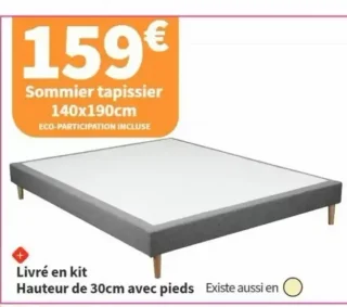 Sommier tapissier avec pieds 140x190cm Conforama