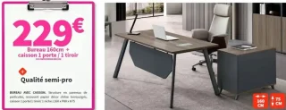 Bureau 160cm + caisson 1 porte / 1 tiroir