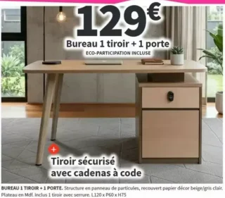 Bureau 1 tiroir + 1 porte