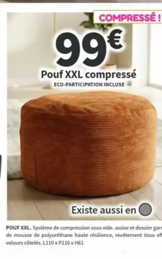 Pouf XXL compressé Conforama