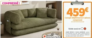 Canapé déplimousse 3 places compressé Conforama