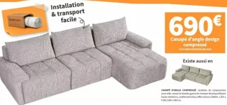 Canapé d'angle design compressé Conforama