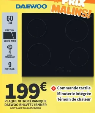 PLAQUE VITROCÉRAMIQUE DAEWOO BH6VTF27BNMFR