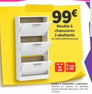 Meuble à chaussures 3 abattants