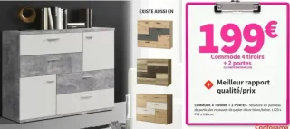 Commode 4 tiroirs + 2 portes