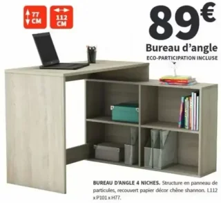 Bureau d'angle 4 niches