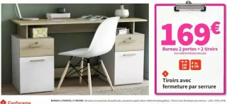 Bureau 2 portes + 2 tiroirs