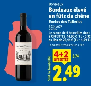 Bordeaux Bordeaux élevé en fûts de chêne Enclos des Tuileries 2024 AOP