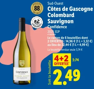 Sud-Ouest Côtes de Gascogne Colombard Sauvignon Confidence