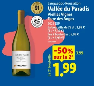 Languedoc-Roussillon Vallée du Paradis Vieilles Vignes Terre des Anges 2025 IGP Blanc
