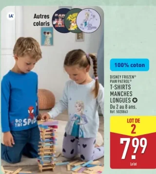 T-shirts manches longues Disney Frozen / Paw Patrol