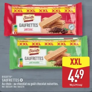 BISCOTTO® GAUFRETTES Au choix : au chocolat ou goût chocolat noisettes