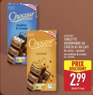 CHOCEUR® TABLETTE GOURMANDE AU CHOCOLAT AU LAIT (Caramel / Cookies & Cream)