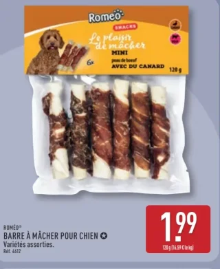 ROMÉO® BARRE À MÂCHER POUR CHIEN Variétés assorties.