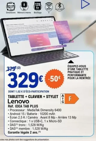 TABLETTE + CLAVIER + STYLET Lenovo IDEA TAB PLUS