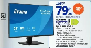 Moniteur iiyama ProLite X2491HS