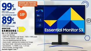 Moniteur Samsung Essential Monitor S3 Réf. S 27 D 300 GAU