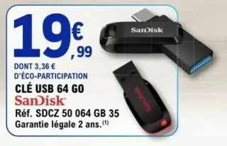 Clé USB 64 Go SanDisk Réf. SDCZ 50 064 GB 35