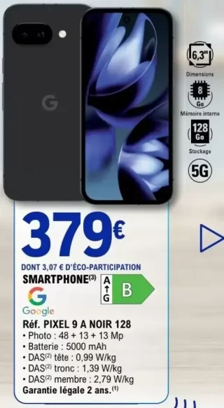 Smartphone Google Pixel 9 A Noir 128