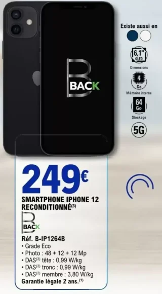 Smartphone iPhone 12 Reconditionné B Back