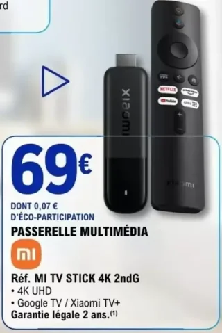Passerelle Multimédia Xiaomi Réf. MI TV STICK 4K 2ndG