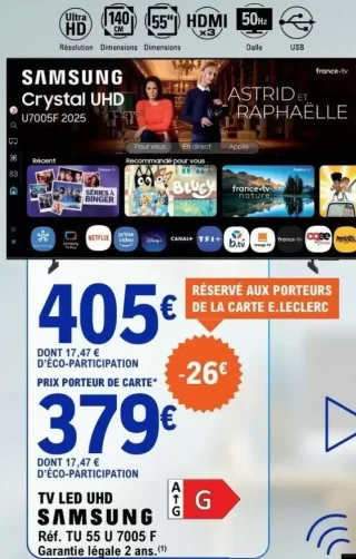 TV LED UHD SAMSUNG Réf. TU 55 U 7005 F
