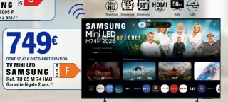TV MINI LED SAMSUNG Réf. TU 65 M 74 HAU