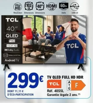 TV QLED FULL HD HDR TCL Réf. 40S5L