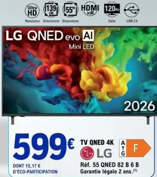 TV QNED 4K LG Réf. 55 QNED 82 B 6 B