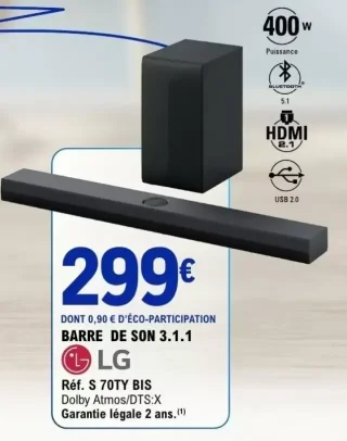 BARRE DE SON 3.1.1 LG Réf. S 70TY BIS