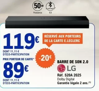 BARRE DE SON 2.0 LG Réf. S20A 2025