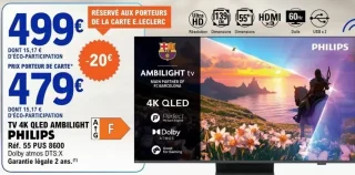 TV 4K QLED AMBILIGHT PHILIPS Réf. 55 PUS 8600
