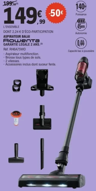 Aspirateur balai Rowenta Réf. RH6A75WO