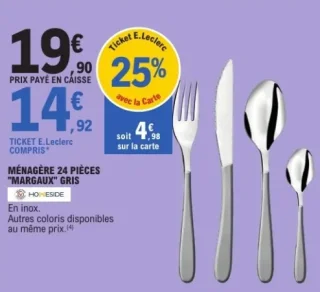 MÉNAGÈRE 24 PIÈCES "MARGAUX" GRIS HOMESIDE