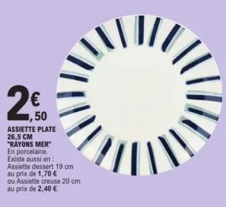 ASSIETTE PLATE 26,5 CM "RAYONS MER"
