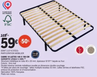 Cadre 14 lattes 140 x 190 cm Plein Sommeil