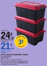 Lot de 3 malles de rangement Locker