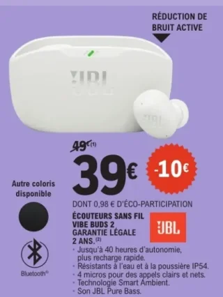 Écouteurs sans fil JBL Vibe Buds 2