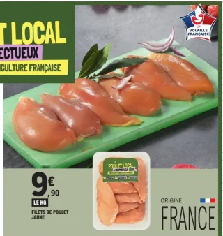 Filets de poulet jaune