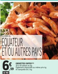 Crevettes cuites 30 à 50 pièces au kg