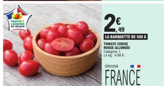 Tomate cerise rouge allongée