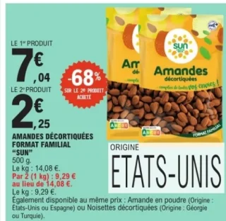 Amandes décortiquées format familial "Sun"