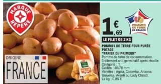 Pommes de terre four purée potage "Panier du Primeur"
